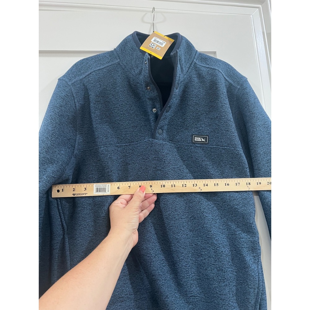 Eddie Bauer Mens Blue Sweater Fleece 1/4 Snap Pullover EB008606 NWT Size M - Picture 3 of 4